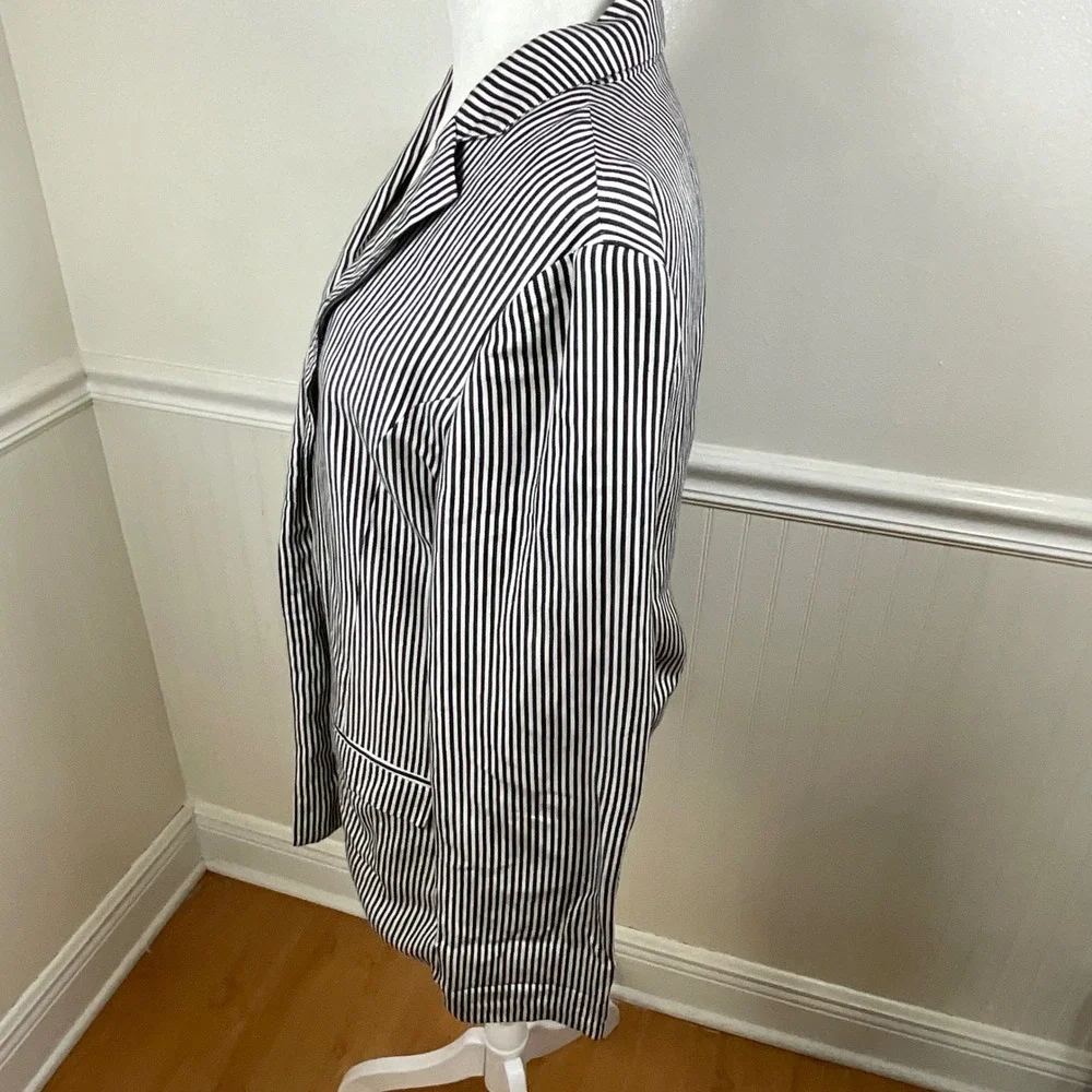 Cupcakes &‎ Cashmere Black White Pinstripe Blazer Jacket Buttonless Women Size S